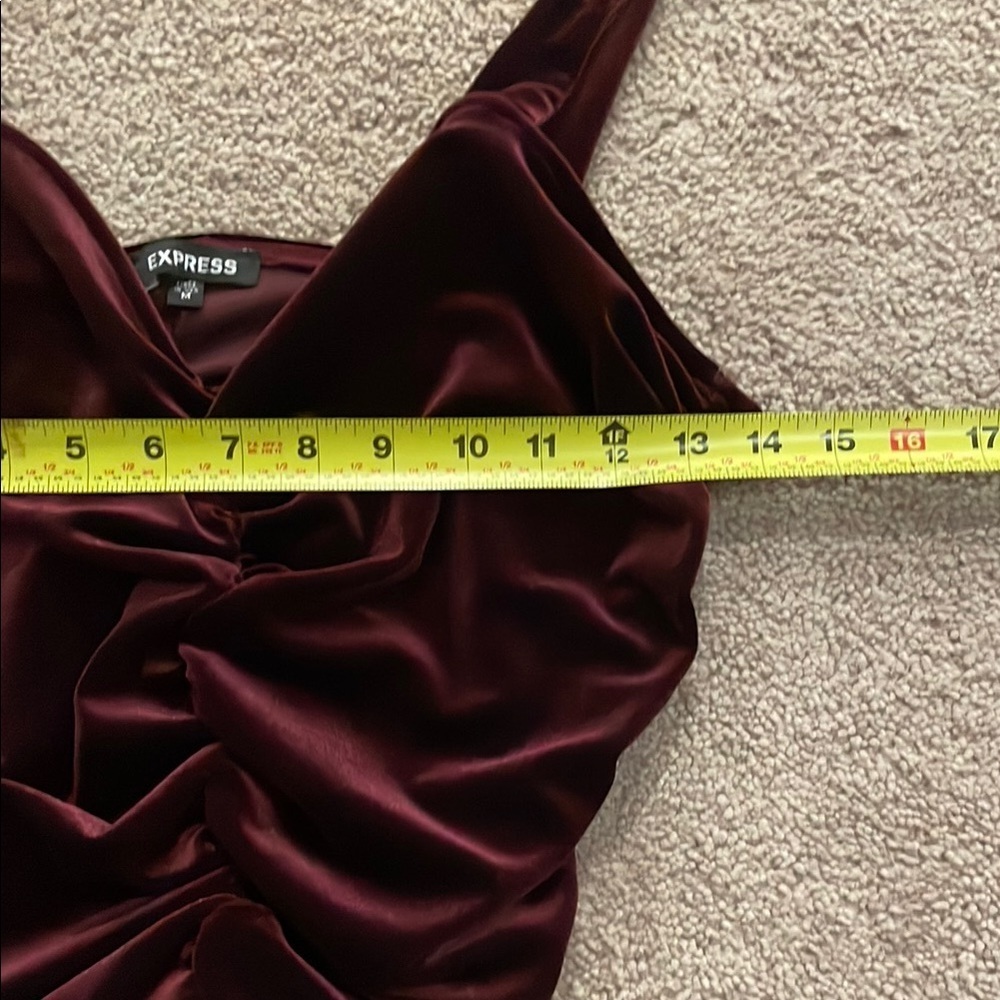 Express Red Ruched Velvet Tank Top - Picture 5 of 6